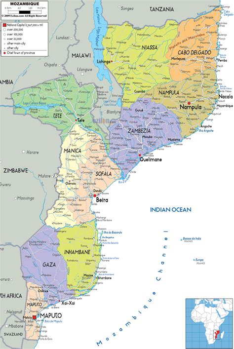 Map Of Mozambique And Political Map Maputo Geography Map Teaching