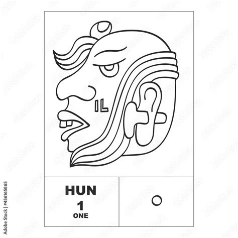 Vector Icon With Mayan Numerals Mayan Head Glyph Hun And Maya Symbol