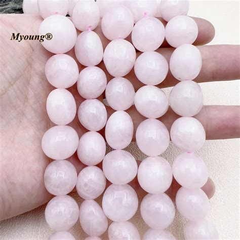 Strands Mm Egg Shape Large Natural Rose Quartzs Crystal Nugget