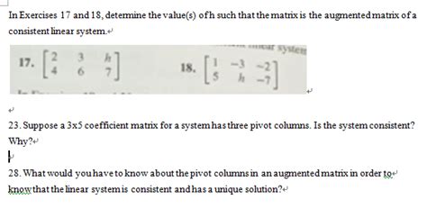 Solved In Exercises 17 And 18 Determine The Values Of H