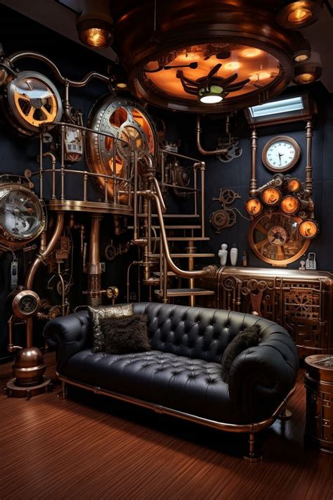 A Couch And Some Clocks In A Room