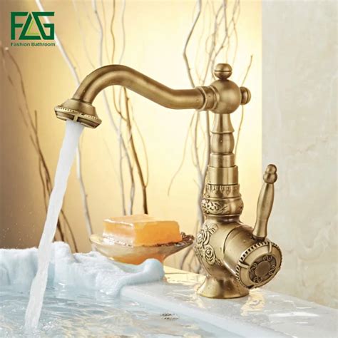 Flg Retail Basin Faucet Deck Mounted Luxury Antique 360 Degree Swivel