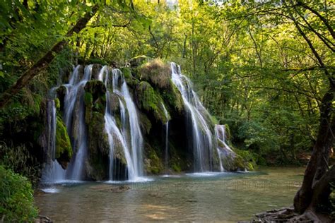 Beautiful Waterfalls Cascades Des Tufs Near Arbois In The Franche