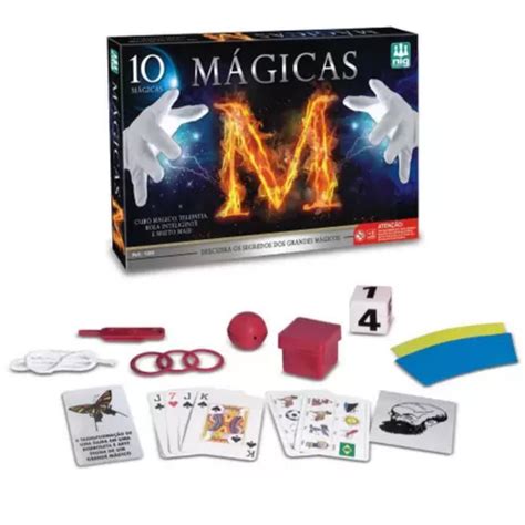 Brinquedo Kit de Mágica 10 Truques e Acessórios Cubo Mágico e