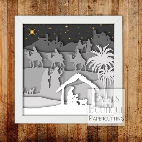 Nativity Scene Layered Papercutting Template Christmas Etsy