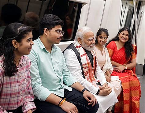 In Photos Pm Modi Travels In Metro To Attend Delhi University Event