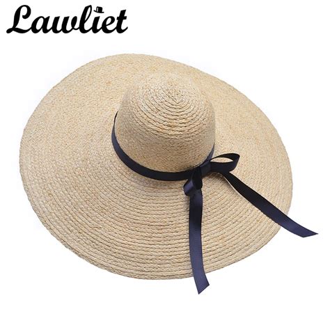 Women Sun Hats 17cm Large Wide Brim Raffia Straw Hats For Kentucky