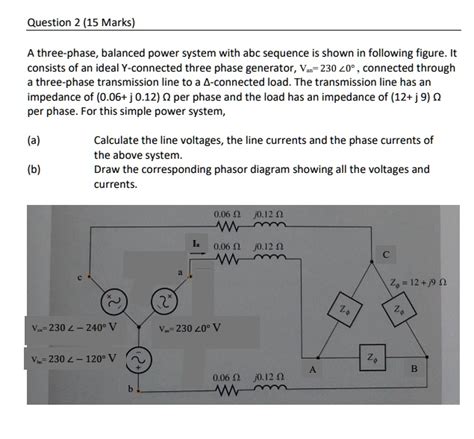 Solved A Three Phase Balanced Power System With Abc Sequence Is Shown