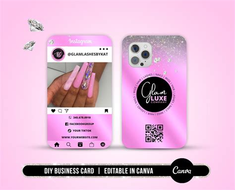 Diy Nail Tech Business Card Nails Business Card Instagram Style Business Card Premade