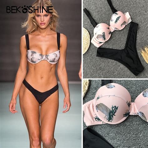 Bekoshine Imprimir Bikini Set De Ba O Underwire Traje De Ba O M S