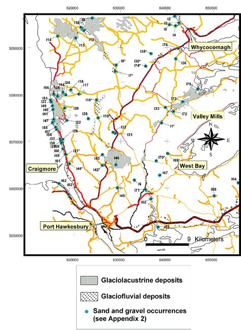 Location Of Sand And Gravel Occurrences In Inverness County Nts Map