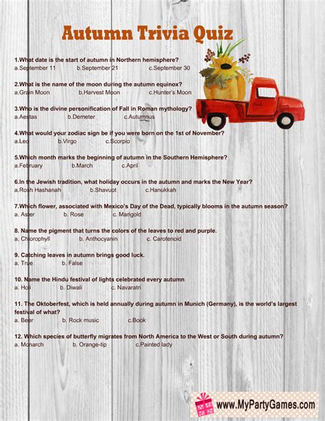 Free Printable Autumn Trivia Quiz With Answer Key Trivia For Seniors