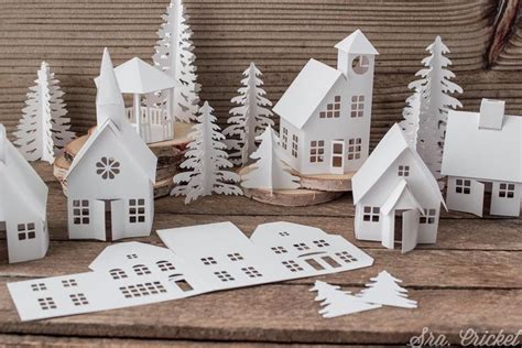 Pueblito navideño de papel para montar precortado Pueblos navideños