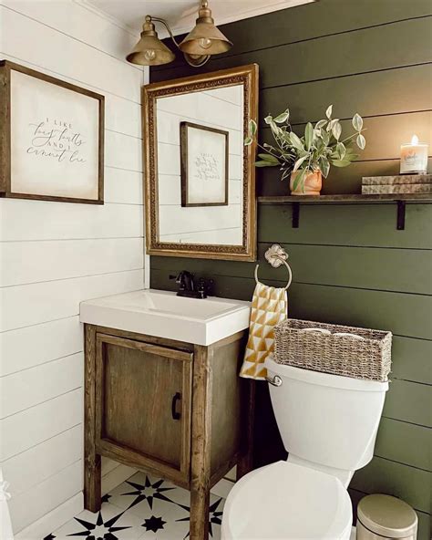 Shiplap Half Bath With Accent Wall Soul Lane