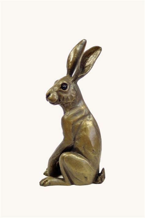 Hare Sitting Upright - bronze resin sculpture - Pippa Hill Animal Sculpture