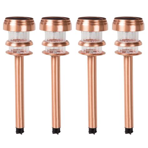 Pure Garden Solar Powered Copper Path Led Lights 4 Pack M150039 The Home Depot