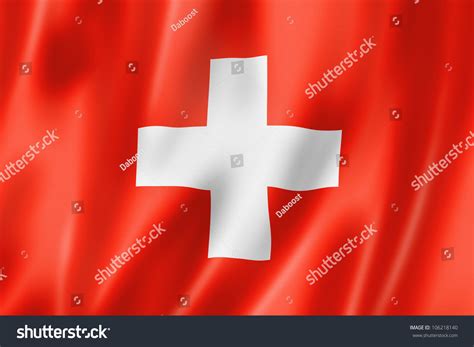 Switzerland Flag Three Dimensional Render Satin Stock Illustration