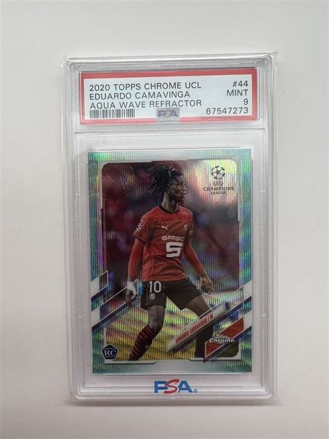 Topps Chrome Uefa Ucl Eduardo Camavinga Aqua Wave Refractor