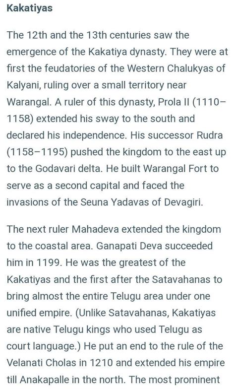 Kakatiya Kingdom Lesson Notes Brainly In