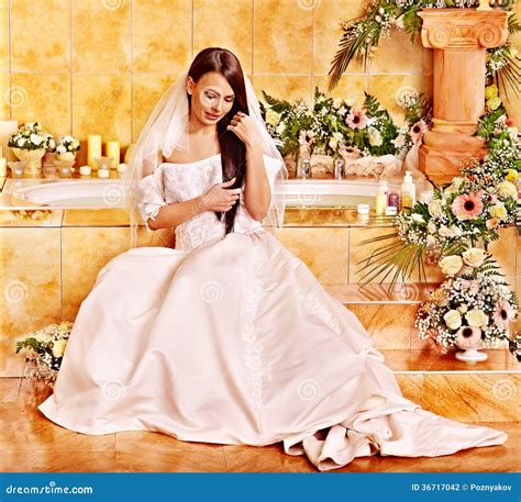 Woman Wearing Wedding Dress Stock Photo Image Of Healthcare Natural