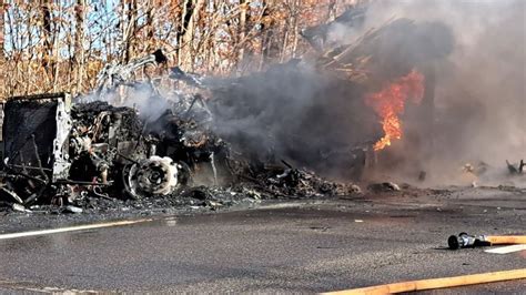 Fiery Tractor Trailer Crash Slows Westbound Traffic On Thruway