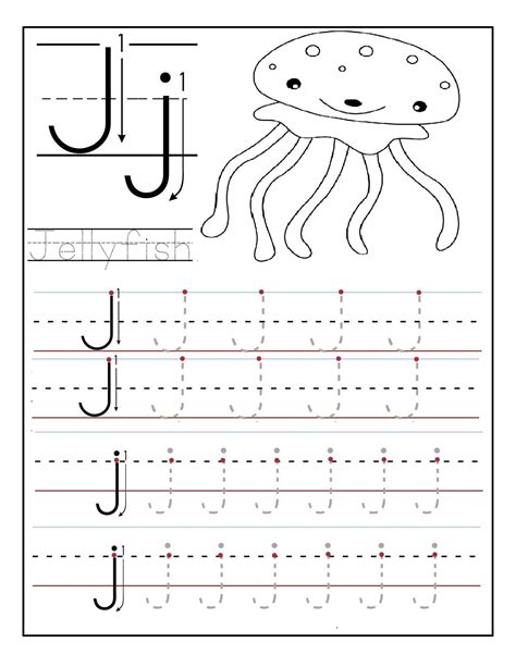 Letter J Tracing Worksheets