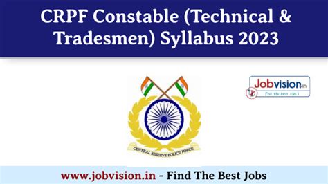 Crpf Constable Technical Tradesmen Syllabus Exam Pattern