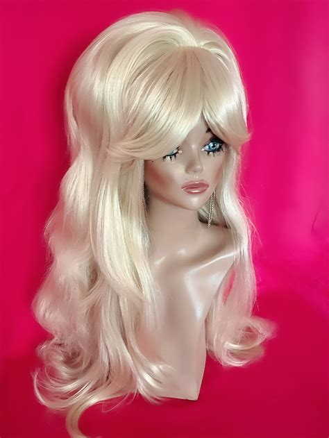 Big Beehive Wig Drag Queen Wig Platinum Blonde Beehive Bangs Etsy