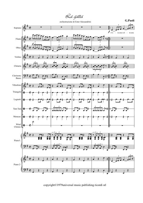 La Gatta Score Only Arr Ester Alessandrini Sheet Music Gino