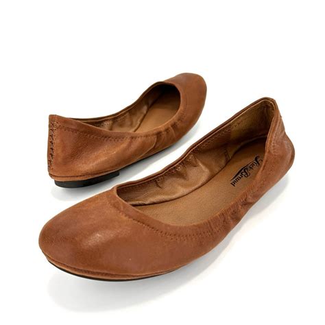 Lucky Brand Emmie Brown Leather Ballet Flat Shoes Gem