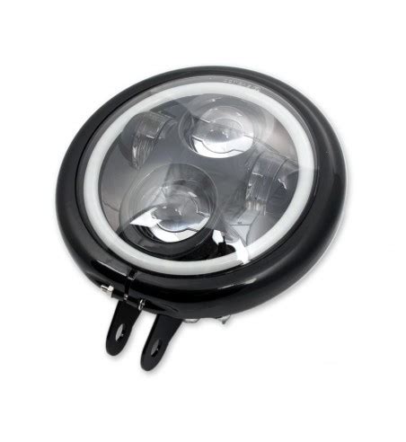 Faro Fanale Anteriore A Led Anello Halo Omologato Mm Bates Nero