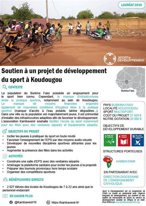 Soutien Un Projet De D Veloppement Du Sport Koudougou M Diath Que