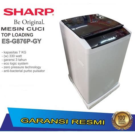 Jual Sharp ESG876 PGY Mesin Cuci 1 Tabung Top Loading Kapasitas 7Kg