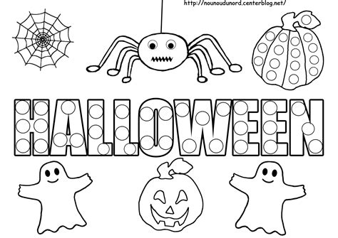 Coloriage halloween à gommettes écriture