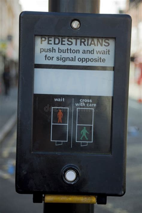 Pedestrian Crossing Traffic Stop Light On Uk Pedestrian Crossing Stock