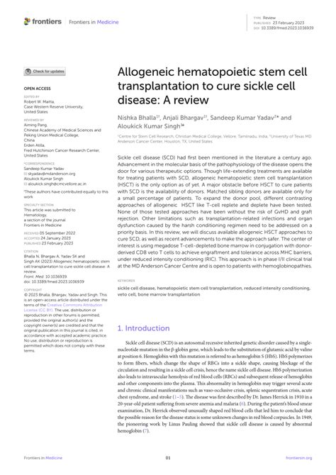 Pdf Allogeneic Hematopoietic Stem Cell Transplantation To Cure Sickle Cell Disease A Review