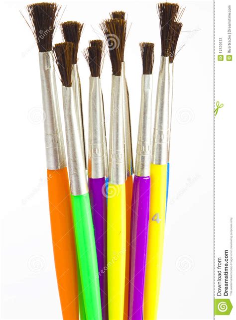 Watercolor paint brushes stock image. Image of draw, colors - 17829673