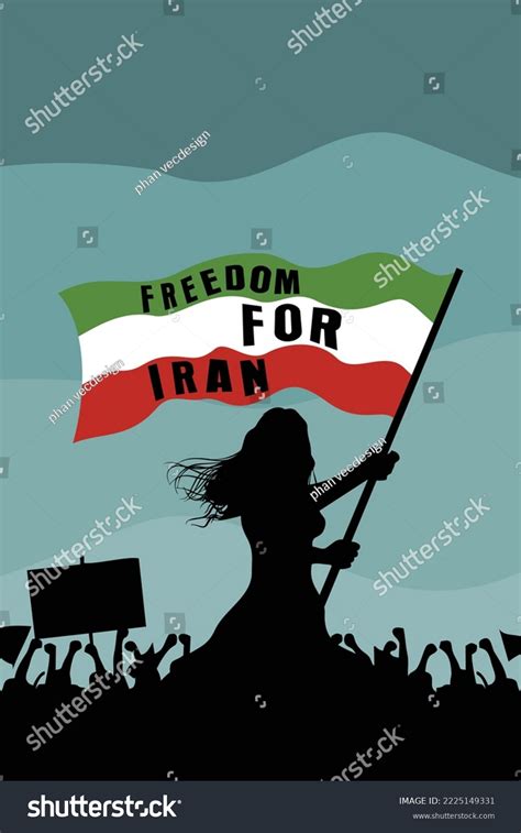 Iranian Protest Waving Flag Silhouette Royalty Free Stock Vector 2225149331