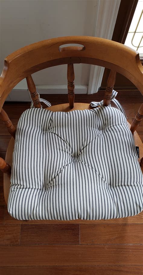 Set Of 4 Ticking Stripe Chair Pads Seat Cushions 16 X Etsy