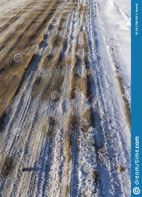 Dangerous Road In Winter After Snowfall Stock Image Image Of Truck