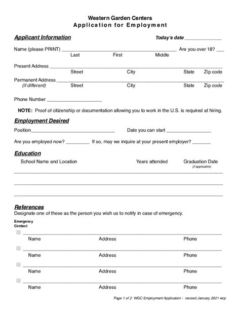 Fillable Online Wgc Application For Employment Fax Email Print