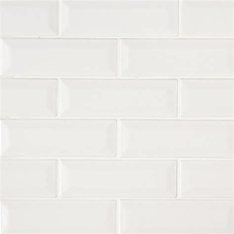 Whisper White Beveled Ceramic Subway Mosaic Tile