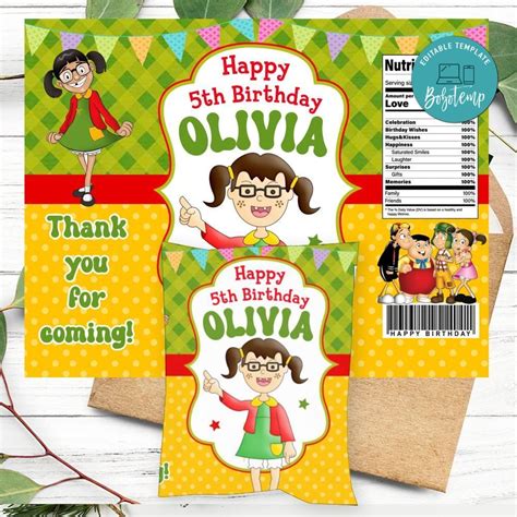 La Chilindrina Birthday Party Chip Bag Digital File Diy Sportspartydesign