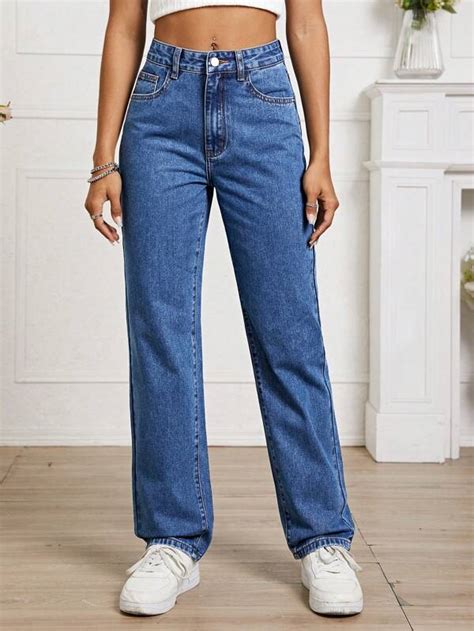 Shein Ezwear Slant Pocket Wide Leg Jeans Shein Usa