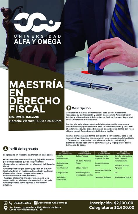 Maestría En Derecho Fiscal Alfa Y Omega Posgrado