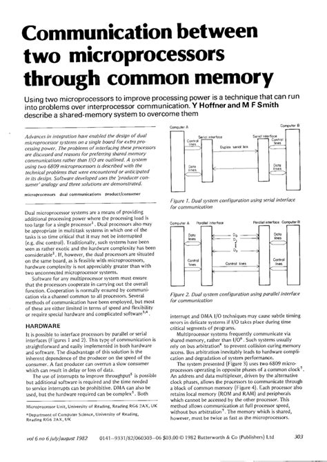 PDF Communication Between Two Microprocessors Through Common Memory