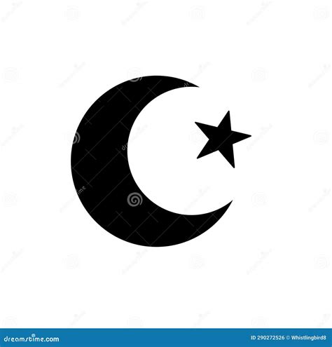 Crescent Moon And Star Illustration On White Background Stock