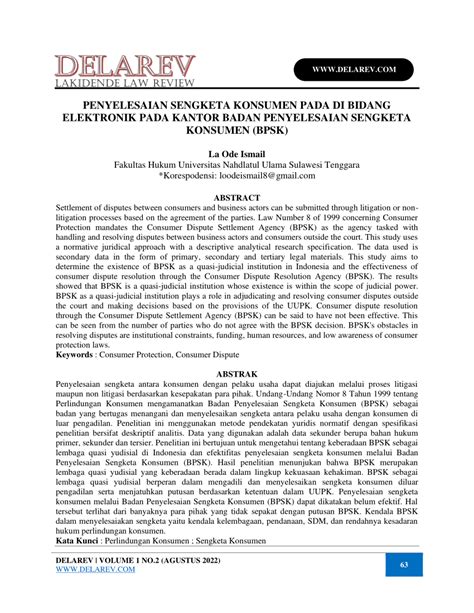 PDF PENYELESAIAN SENGKETA KONSUMEN PADA BIDANG ELEKTRONIK PADA KANTOR