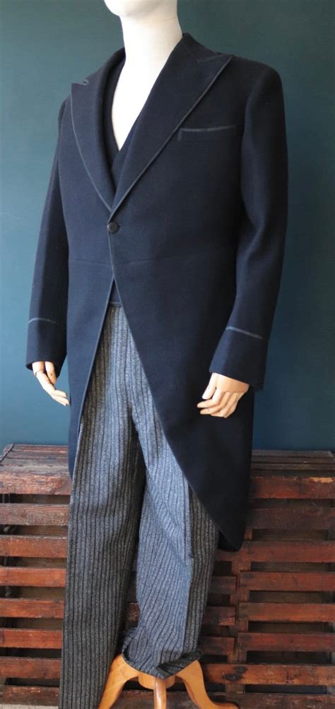 Vintage 1930s 30s French Grey Black Wool Wedding Morning Suit Coat