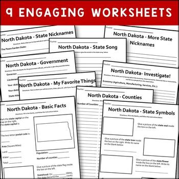 North Dakota State Worksheets By Knowledge Box Central Tpt